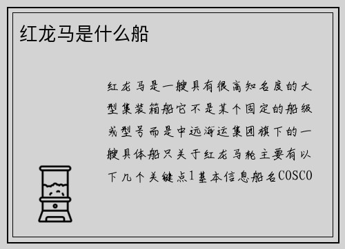 红龙马是什么船